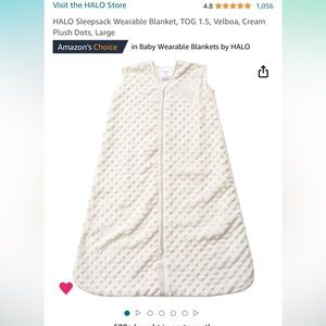 HALO Sleepsack Plush Dot Velboa Wearable Blanket lot of 2 white TOG 1.5, large